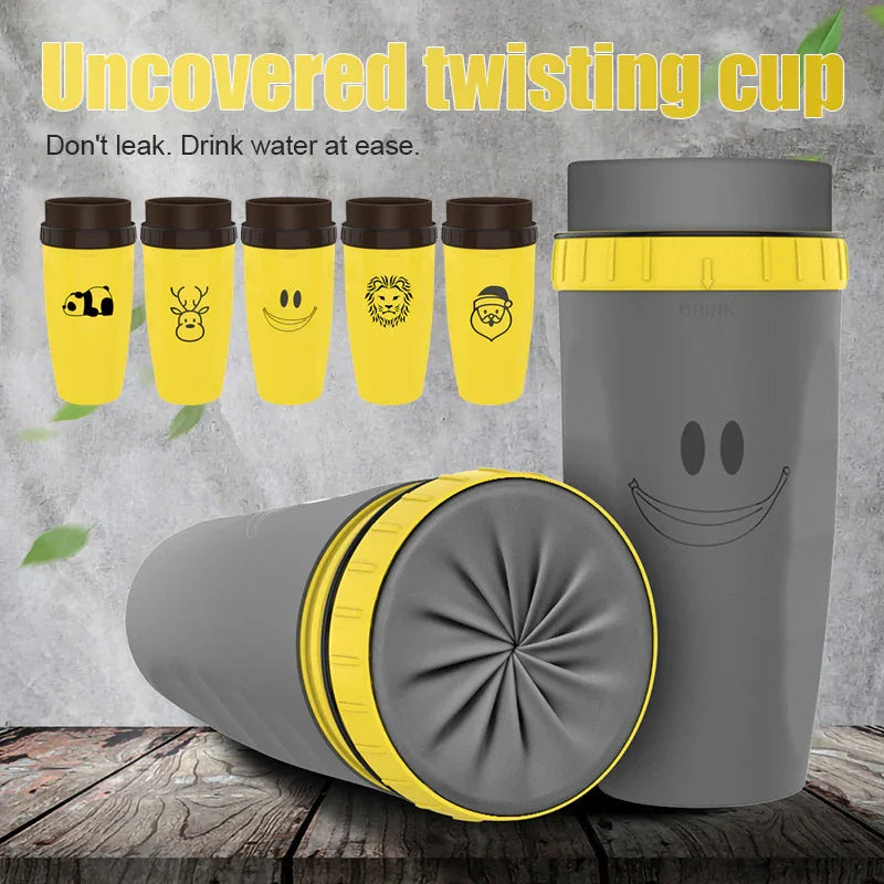 No Cover Twist Cup Travel Portable Cup Double Insulation Tumbler Straw Sippy Water Bottles Portable For Children Adults - Mooth Shop
