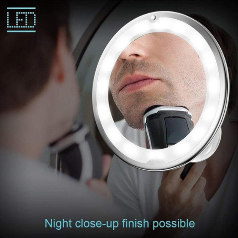 Espejo de Maquillaje LED 10x con Iluminación de 360°