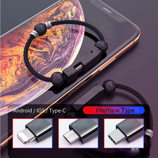 Bracelet Type Data Cable Bracelet Portable Leather Charging Cable - Mooth Shop