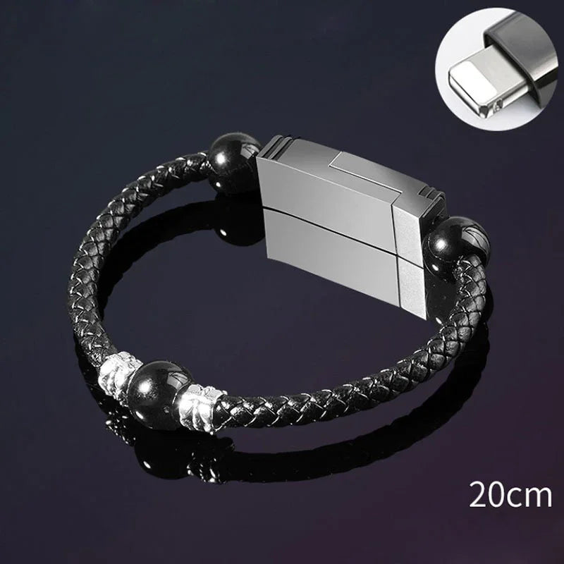 Bracelet Type Data Cable Bracelet Portable Leather Charging Cable - Mooth Shop