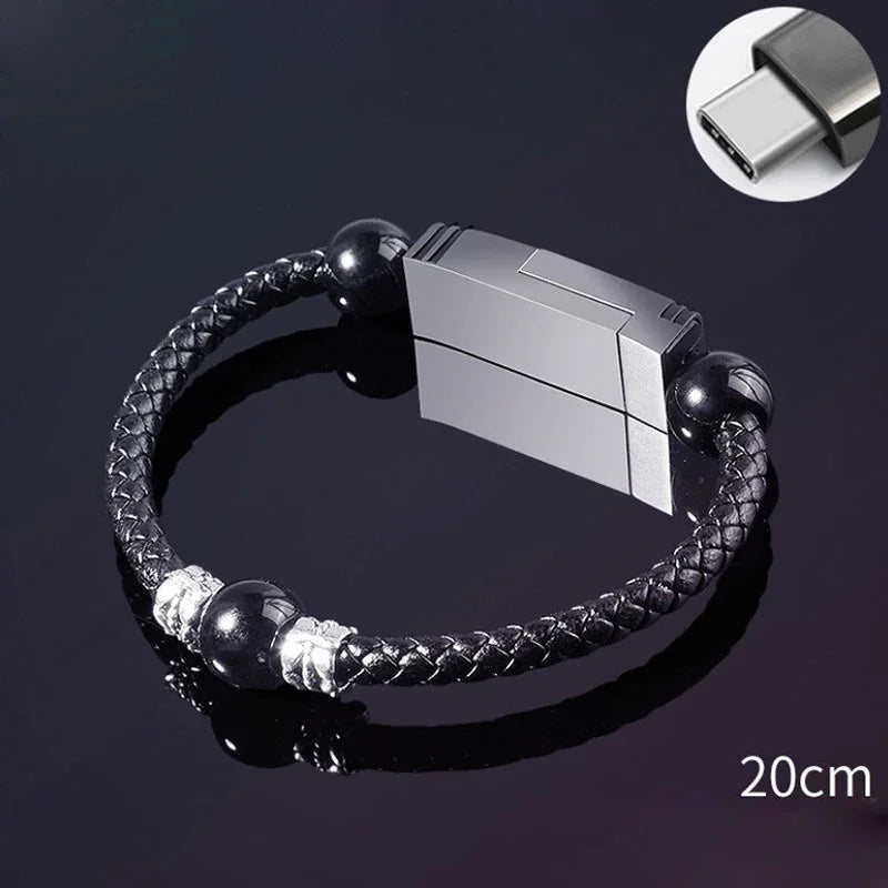 Bracelet Type Data Cable Bracelet Portable Leather Charging Cable - Mooth Shop