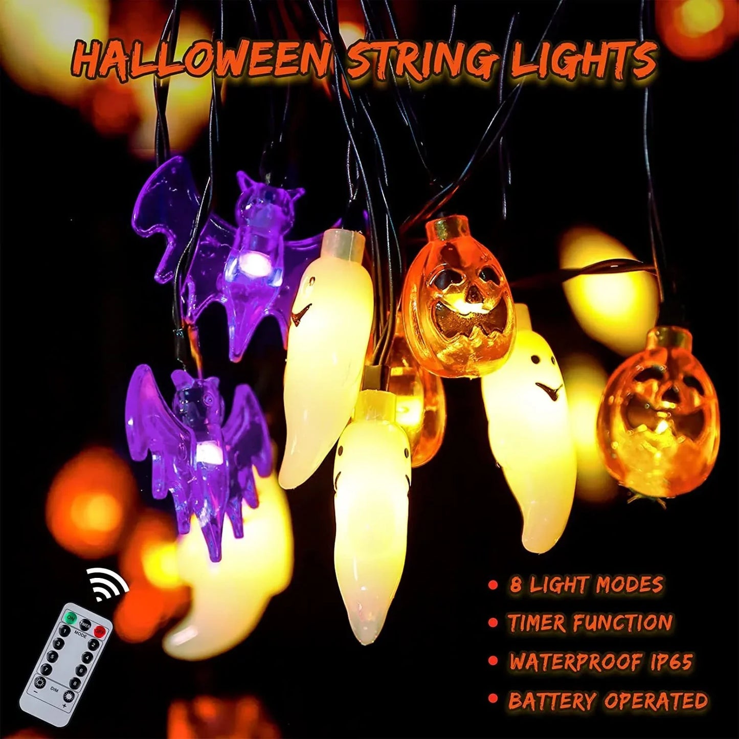 LED Halloween Pumpkin Spider Bat Skull String Light Lamp Home Garden Party Outdoor Halloween Decoration Lantern Light - Mooth Shop