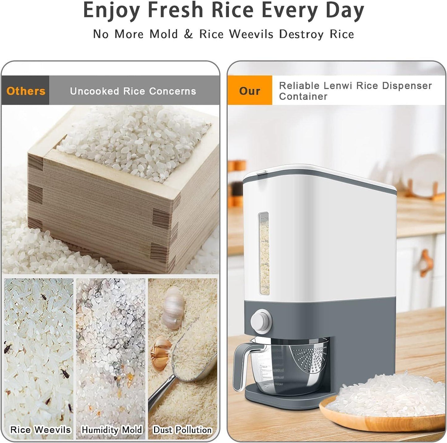Dispensador de Granos, con Taza Medidora - Mooth Shop