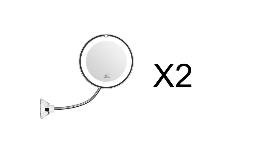Espejo de Maquillaje LED 10x con Iluminación de 360°