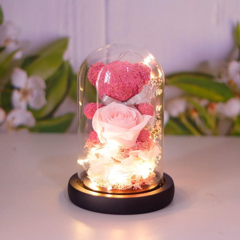Oso de Peluche de Flor Eterna con Luces - Mooth Shop
