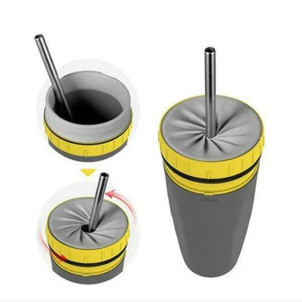 No Cover Twist Cup Travel Portable Cup Double Insulation Tumbler Straw Sippy Water Bottles Portable For Children Adults - Mooth Shop