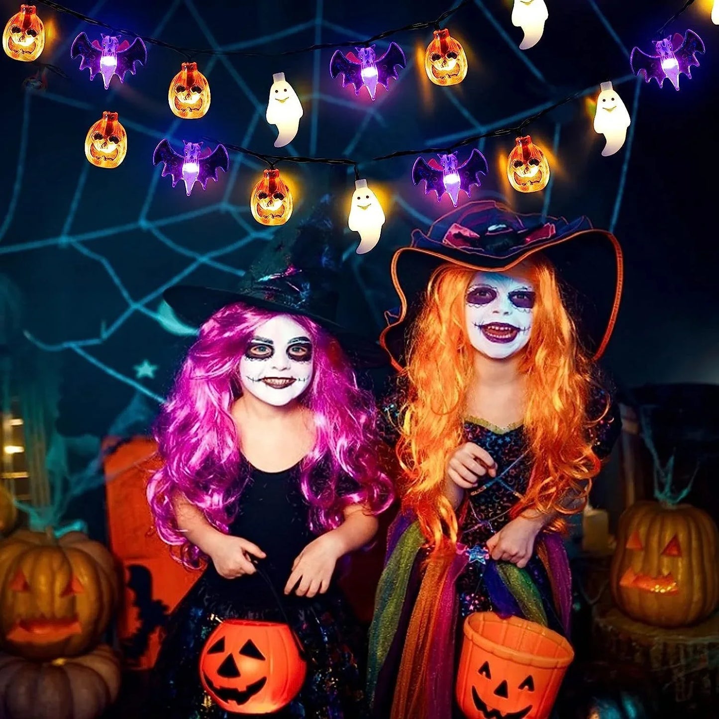 LED Halloween Pumpkin Spider Bat Skull String Light Lamp Home Garden Party Outdoor Halloween Decoration Lantern Light - Mooth Shop