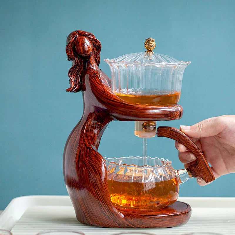 Maid Semi-automatic Tea Set Tea Making Kungfu Teapot Automatic Tea Set Heat-resistant Glass Holder Base Tea Infusers Tea Ware - Mooth Shop