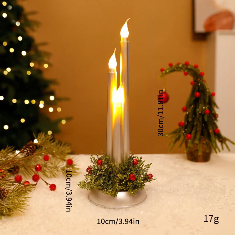 Luz Simulada de Vela - Decoração de Natal Feliz- Prateada -Mooth Shop-PNG