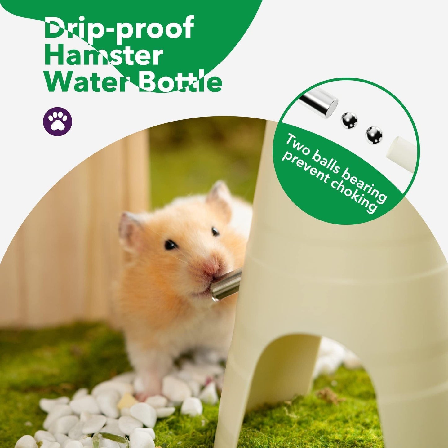 MEWOOFUN Hamster Water Bottle With Stand & Hideout Space 150ml - Mooth Shop