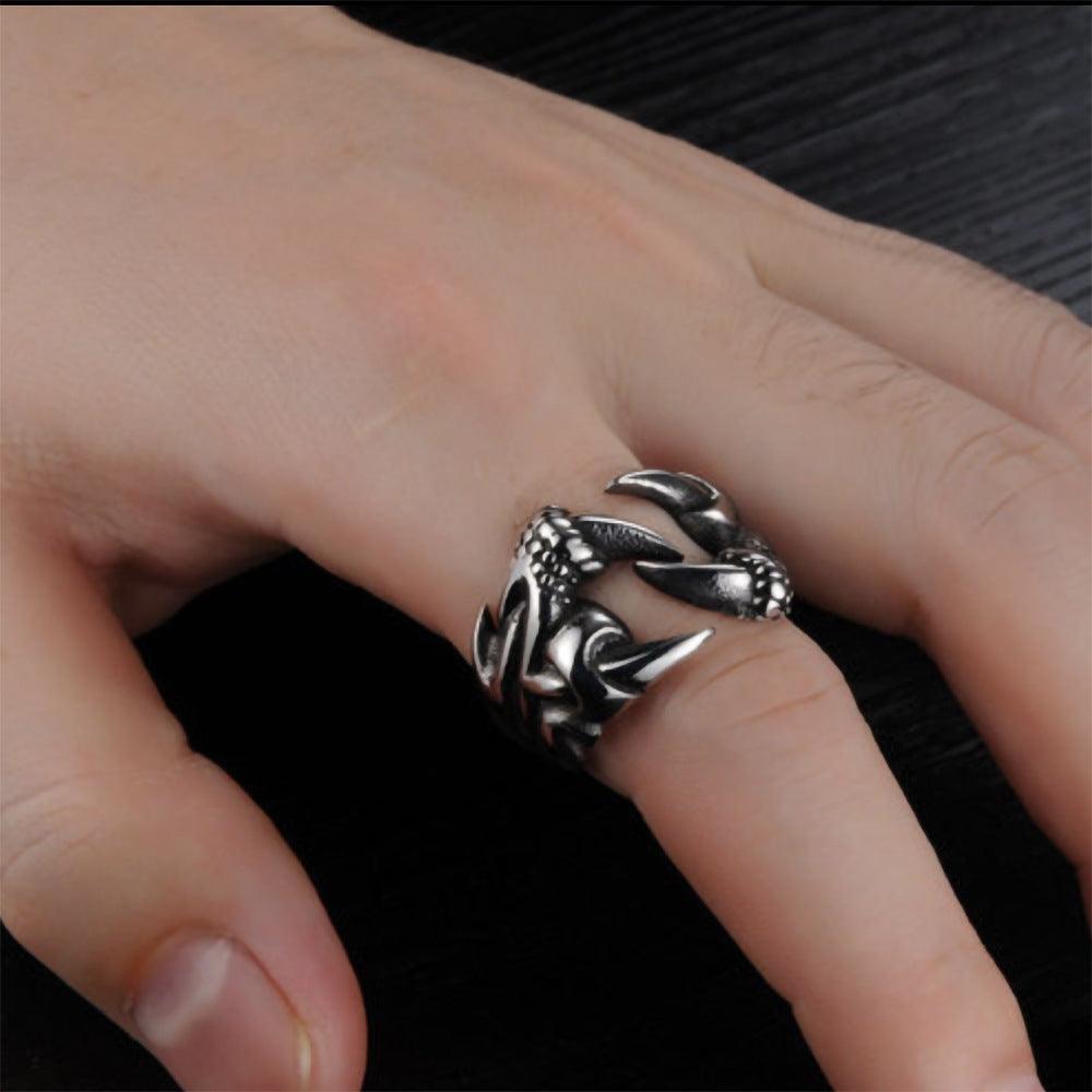 Men's Domineering Open Dragon Claw Ring Punk Chrome - Mooth Shop