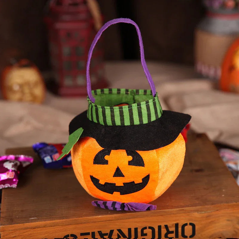 Cute Halloween Candy Bag Halloween Pumpkin Pattern Portable Handbag Cosplay Props Gift Basket Kids Gifts - Mooth Shop