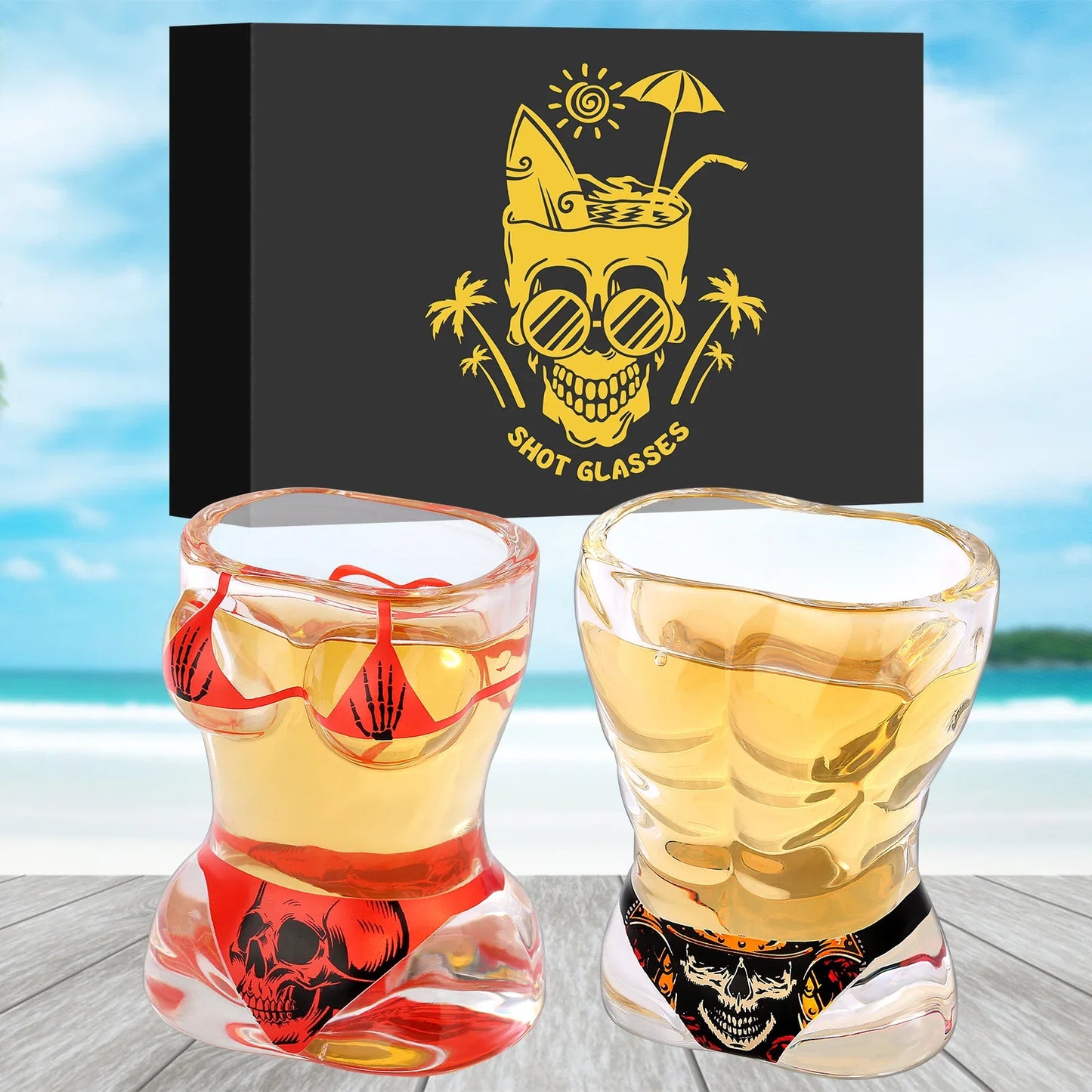 Copas de Bebidas Pequeñas Con Diseño de Calavera en Bikini Rojo y Negro - Mooth Shop