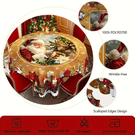 Mantel Redondo Navideño con Temática de Santa Claus -Mooth Shop