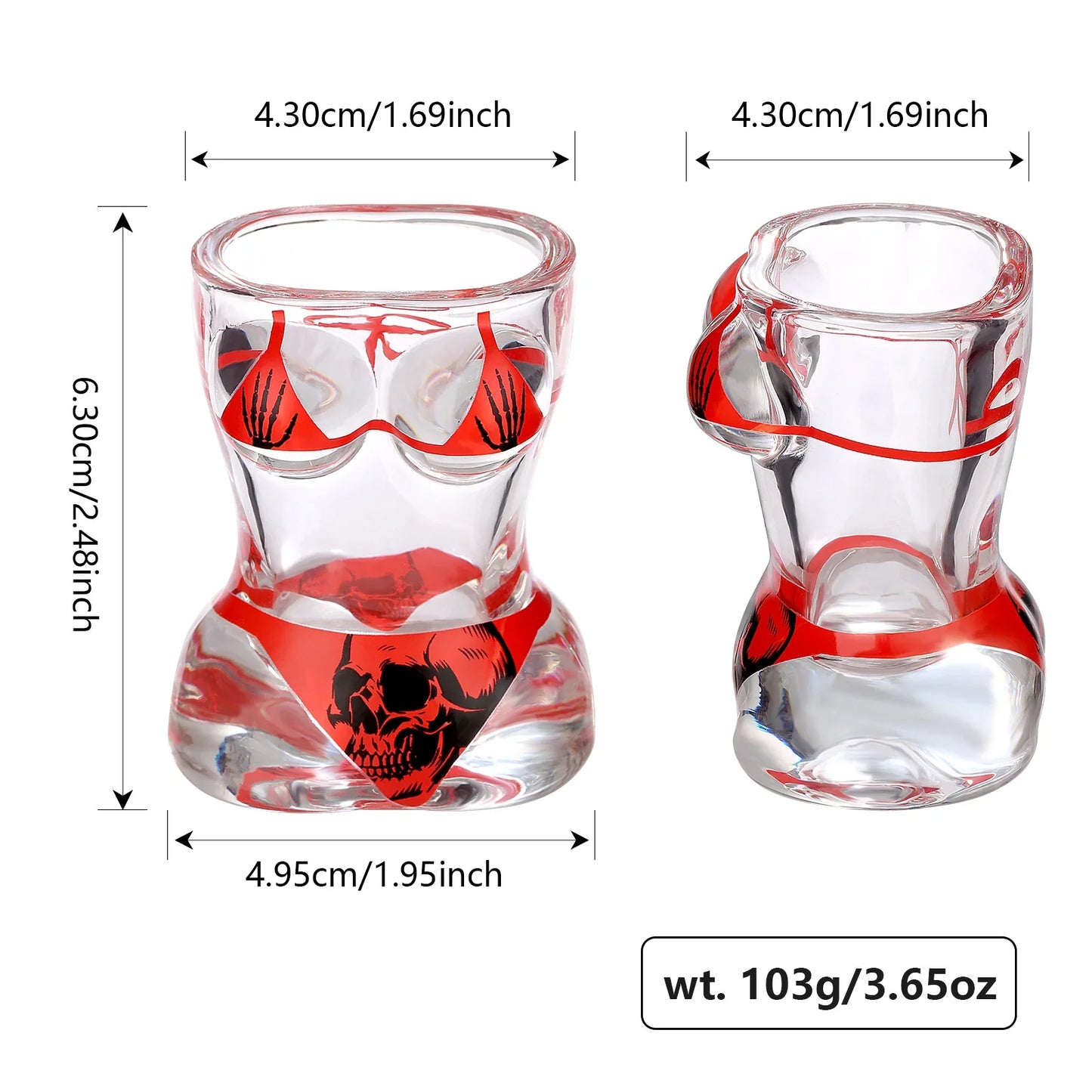 Copas de Bebidas Pequeñas Con Diseño de Calavera en Bikini Rojo y Negro - Mooth Shop