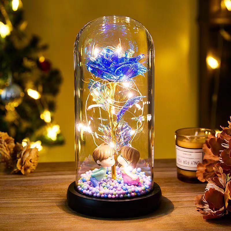 Flor de Luz LED Rosa Eterna en Cubierta de Vidrio - Mooth Shop