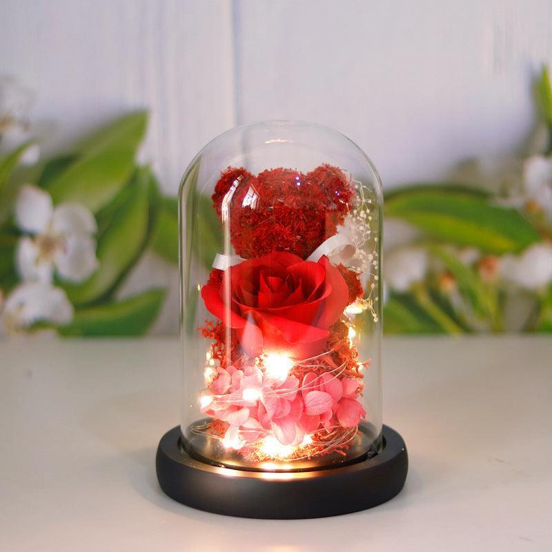 Oso de Peluche de Flor Eterna con Luces - Mooth Shop
