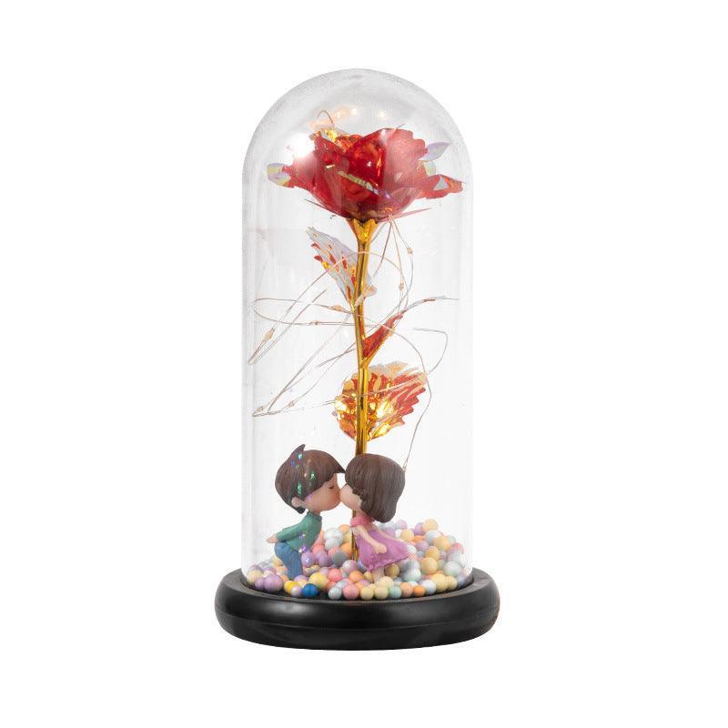Flor de Luz LED Rosa Eterna en Cubierta de Vidrio - Mooth Shop