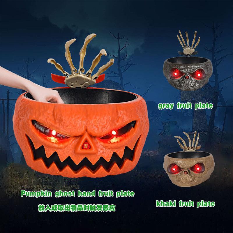 Halloween Candy Bowl Plastic Pumpkin Bowl With Motion Activated Hand - Mooth Shop