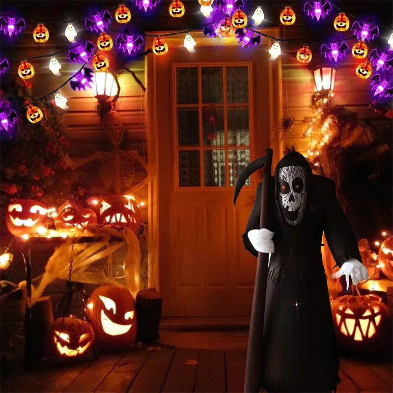 LED Halloween Pumpkin Spider Bat Skull String Light Lamp Home Garden Party Outdoor Halloween Decoration Lantern Light - Mooth Shop