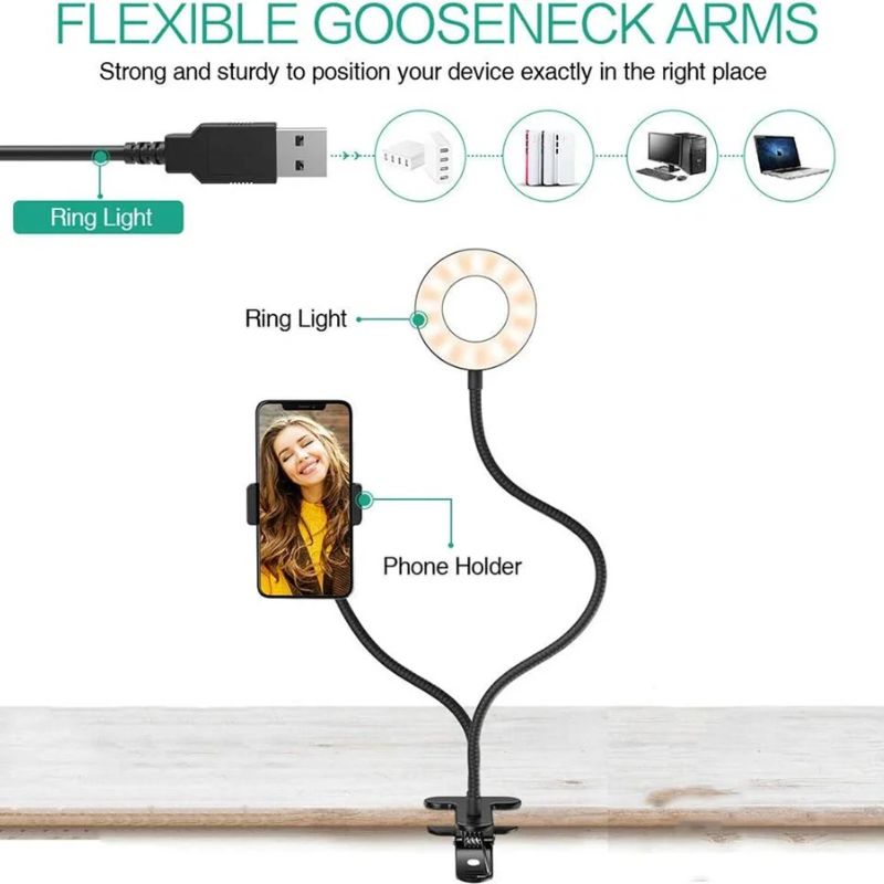 Soporte Flexible Para Teléfono Con Anillo de Luz