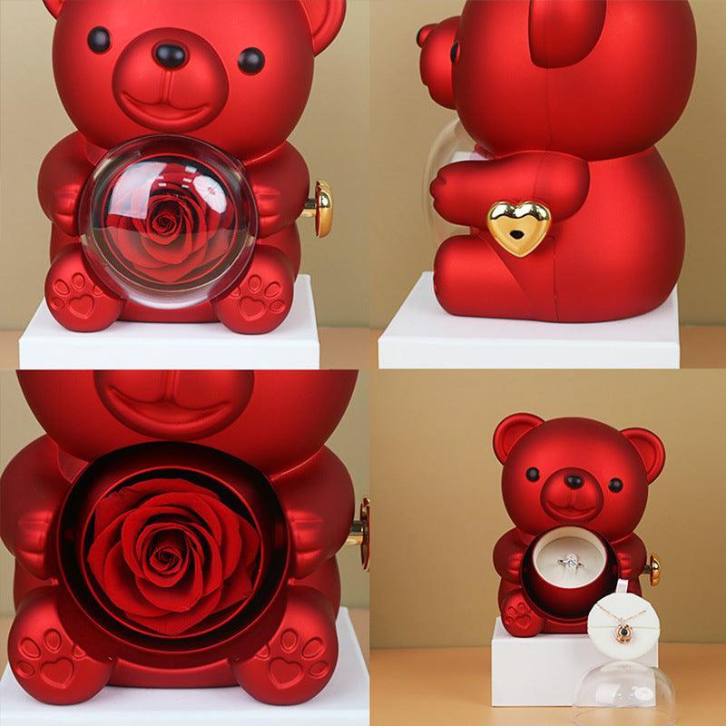 Joyero giratorio con forma de oso y rosa - Mooth Shop
