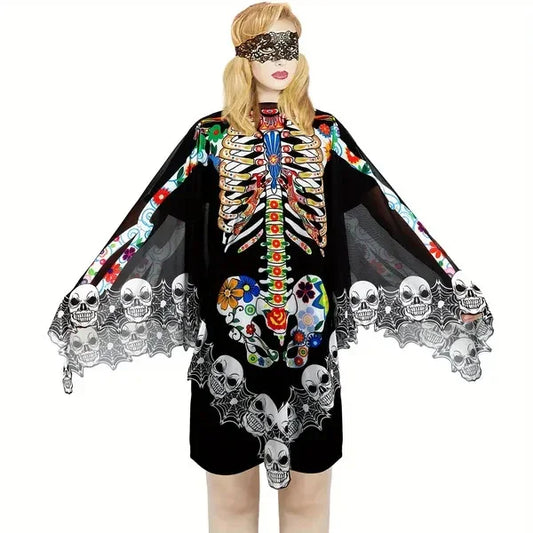 Poncho de Esqueleto de Encaje Para Disfraz de Halloween, - Mooth Shop