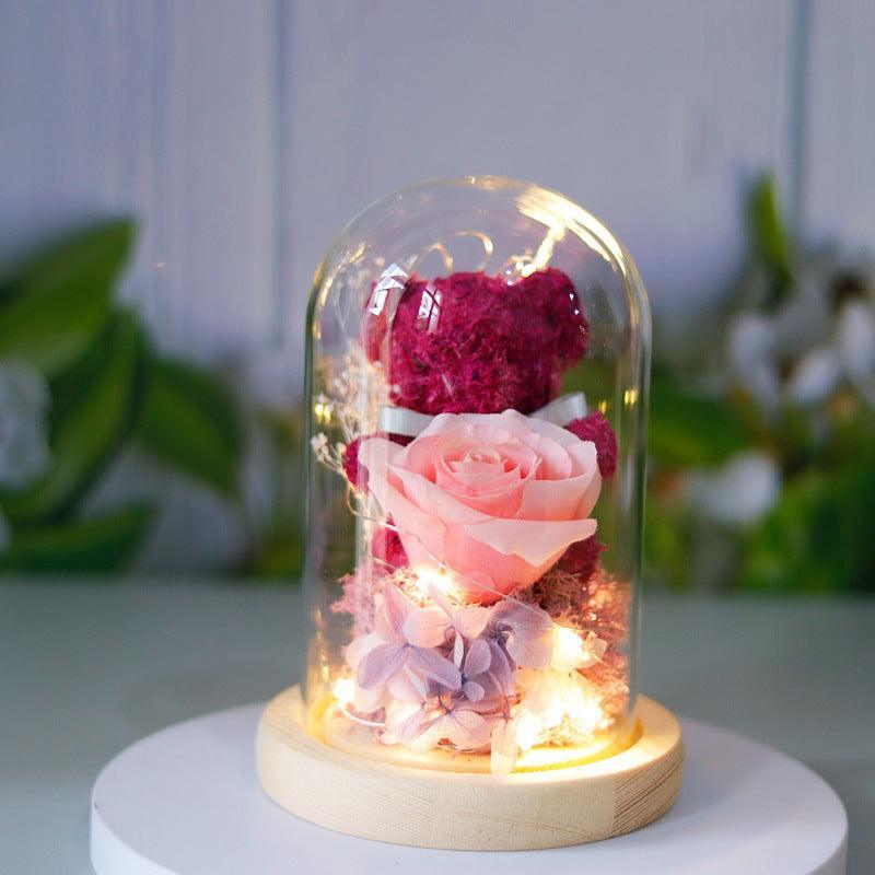 Oso de Peluche de Flor Eterna con Luces - Mooth Shop