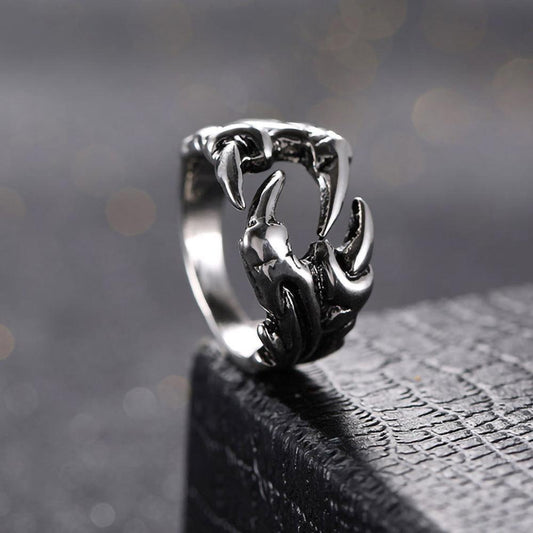 Men's Domineering Open Dragon Claw Ring Punk Chrome - Mooth Shop