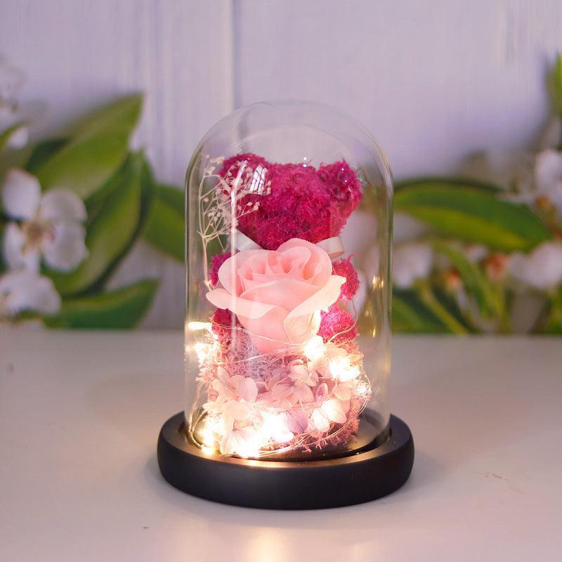 Oso de Peluche de Flor Eterna con Luces - Mooth Shop