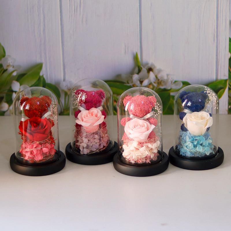 Oso de Peluche de Flor Eterna con Luces - Mooth Shop
