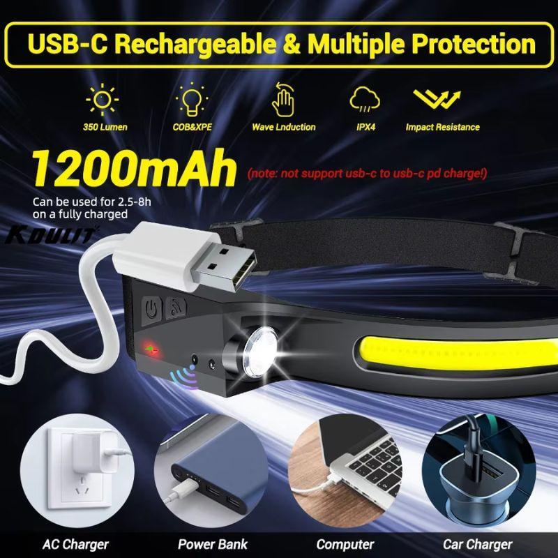 Linterna Frontal COB Impermeable - Mooth Shop