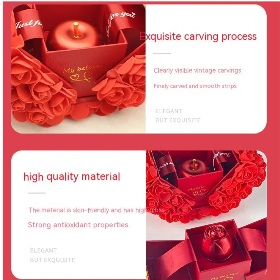 Caja de Regalo Rosa Eterna con Collar de Cristal - Set de Joyería Romántico para San Valentín-Mooth Shop-npg