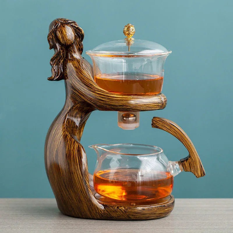 Maid Semi-automatic Tea Set Tea Making Kungfu Teapot Automatic Tea Set Heat-resistant Glass Holder Base Tea Infusers Tea Ware - Mooth Shop