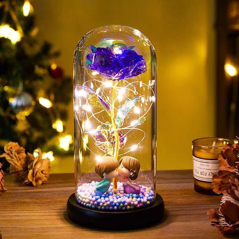 Flor de Luz LED Rosa Eterna en Cubierta de Vidrio - Mooth Shop