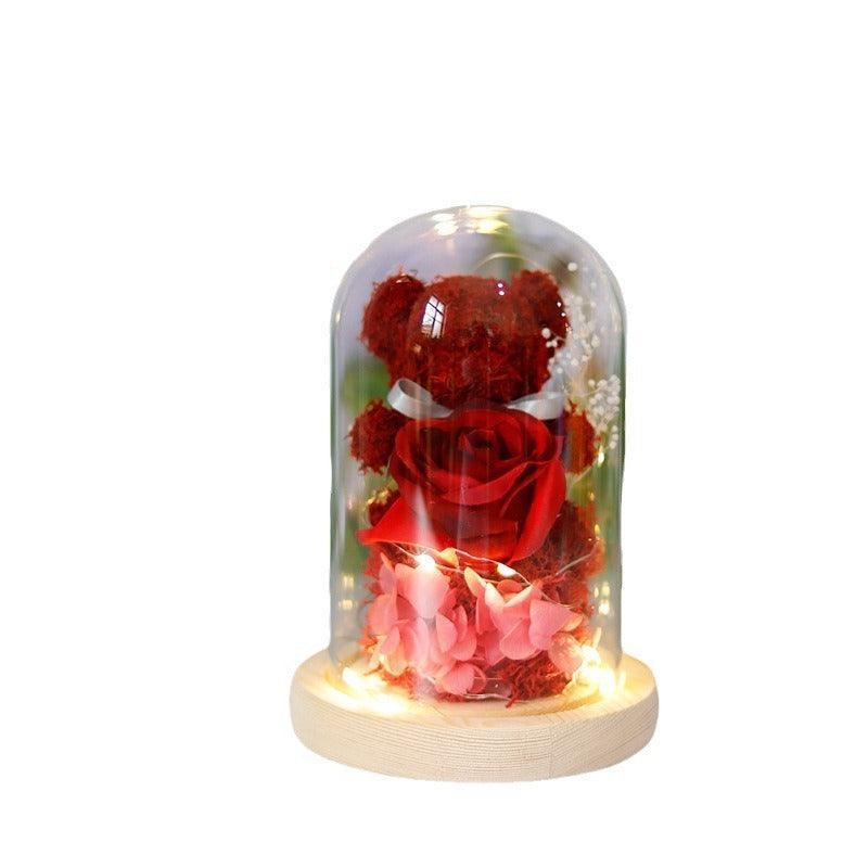 Oso de Peluche de Flor Eterna con Luces - Mooth Shop