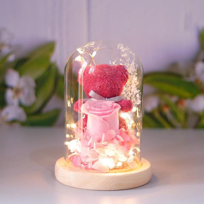 Oso de Peluche de Flor Eterna con Luces - Mooth Shop
