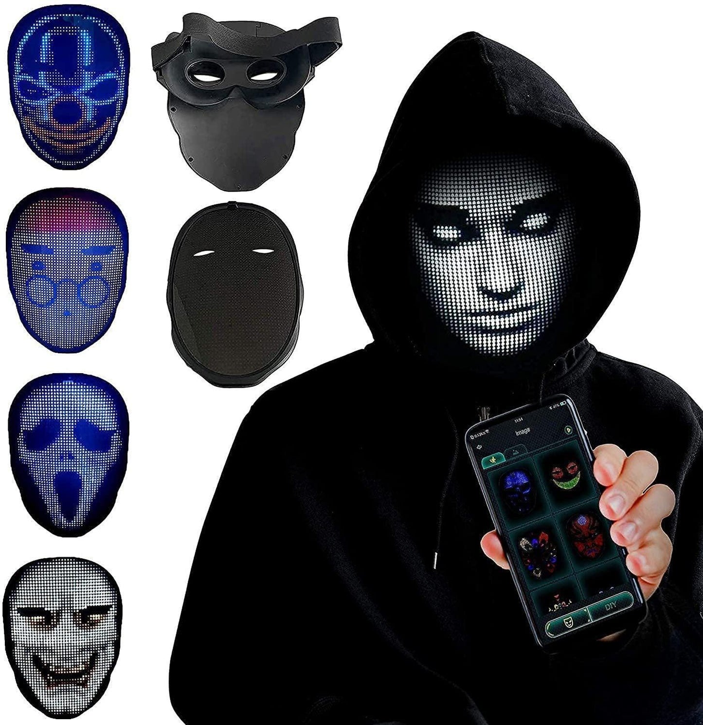 Halloween Face Masks Full Color LED Luminous - Mooth Shop