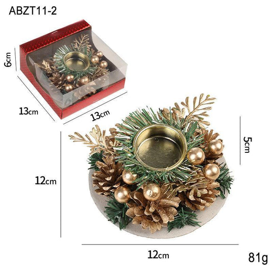 Christmas Candle Metals Candlestick Wreath Artificial Pinball - Mooth Shop