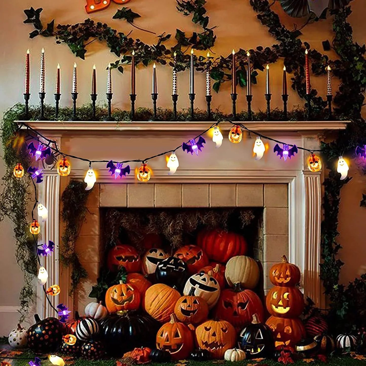 LED Halloween Pumpkin Spider Bat Skull String Light Lamp Home Garden Party Outdoor Halloween Decoration Lantern Light - Mooth Shop