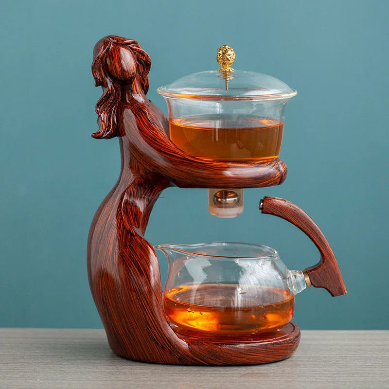Maid Semi-automatic Tea Set Tea Making Kungfu Teapot Automatic Tea Set Heat-resistant Glass Holder Base Tea Infusers Tea Ware - Mooth Shop