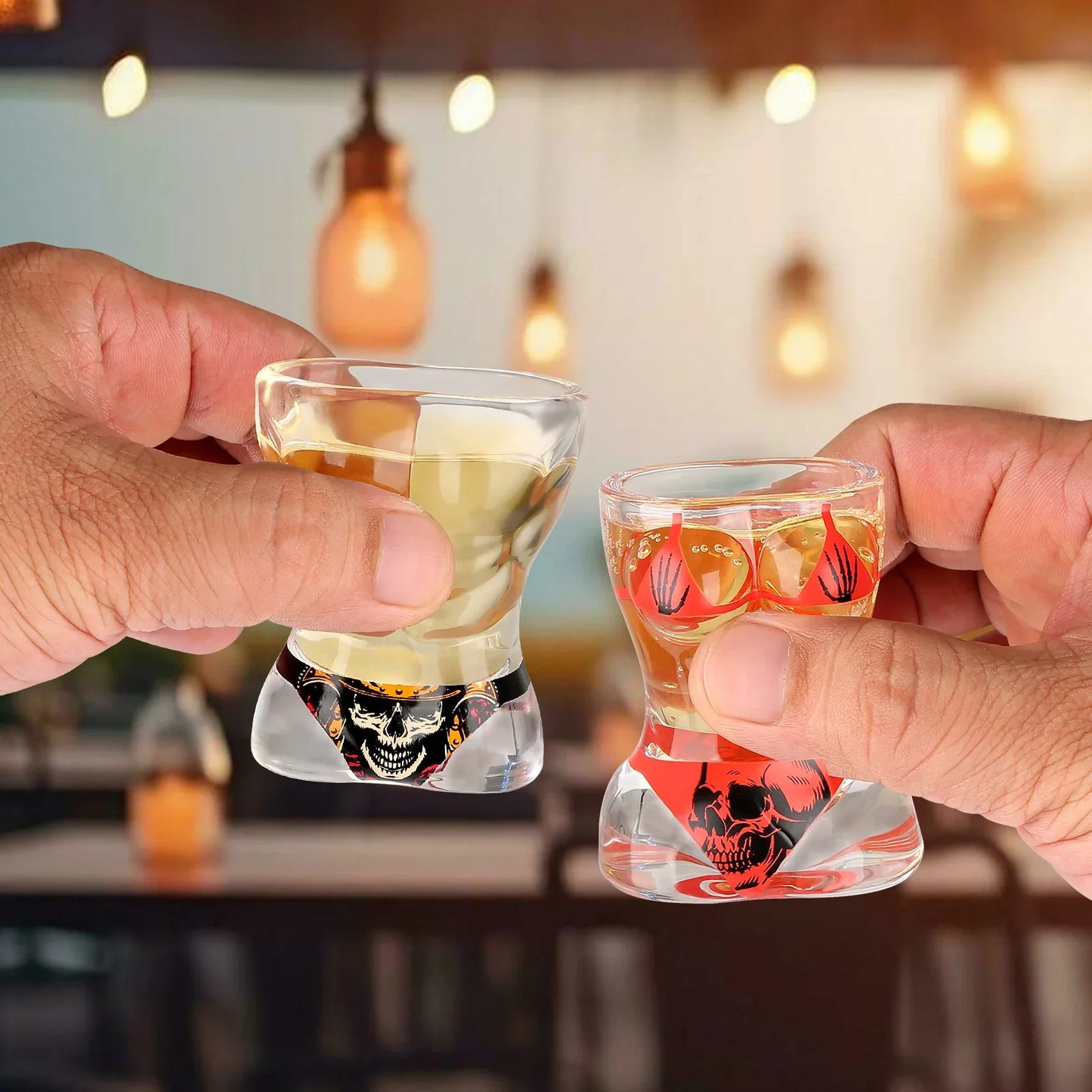 Copas de Bebidas Pequeñas Con Diseño de Calavera en Bikini Rojo y Negro - Mooth Shop