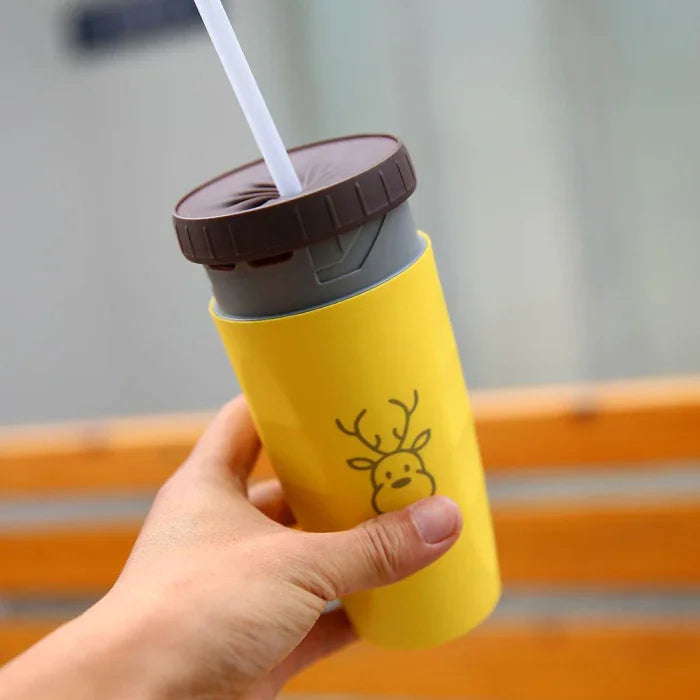 No Cover Twist Cup Travel Portable Cup Double Insulation Tumbler Straw Sippy Water Bottles Portable For Children Adults - Mooth Shop