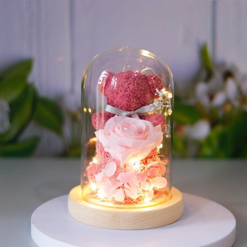 Oso de Peluche de Flor Eterna con Luces - Mooth Shop