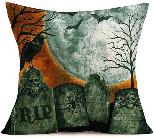 Halloween Gray-green Skull Tombstone Pillow - Mooth Shop