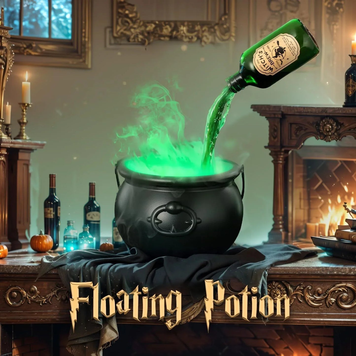 Halloween Black Wizard Bowl Magic Float Bottle And Diffuser Indoor Home Bar Magic Party Horror Ghost Props Halloween Decoration - Mooth Shop