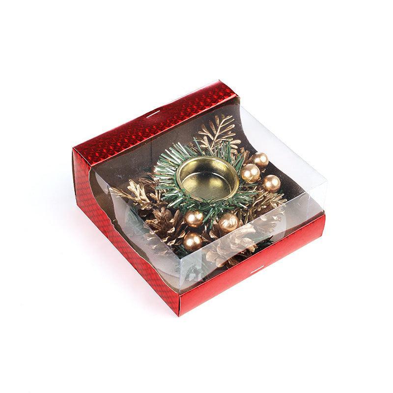 Christmas Candle Metals Candlestick Wreath Artificial Pinball - Mooth Shop