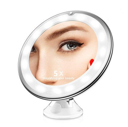 Espejo de Maquillaje LED 10x con Iluminación de 360°