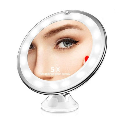 Espejo de Maquillaje LED 10x con Iluminación de 360°