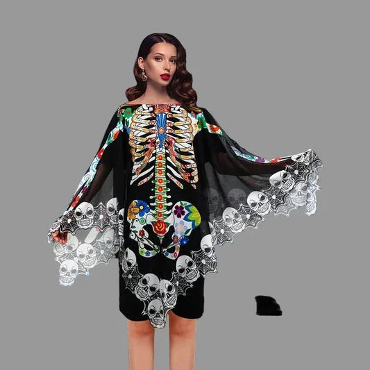 Poncho de Esqueleto de Encaje Para Disfraz de Halloween, - Mooth Shop